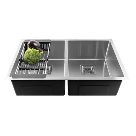 Premium Handmade SS Double Bowl Kitchen Sink (45"x 20"x 10") – Fossa Home