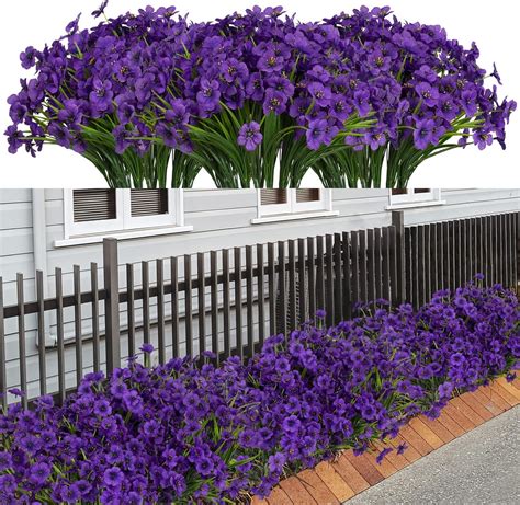 21 Bundles Artificial Outdoor UV Resistant Flowers No Fade Fake Outside ...