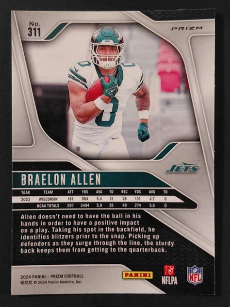 2024 Panini Prizm Braelon Allen RC Black & White Checkerboard Prizm ...