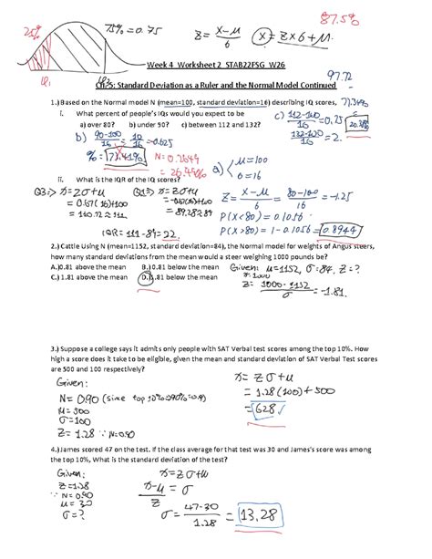 Week 4 Worksheet 2 STAB22FSG W26: Normal Model & Standard Deviation ...