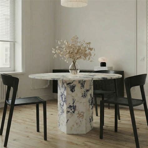 Calacatta Marble Round Dining Table - Efesus Stone