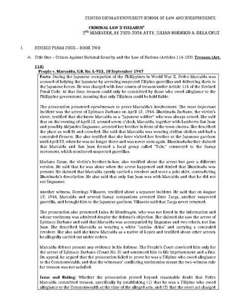 Criminal Law II (CL2) Final Exam Notes - CENTRO ESCOLAR UNIVERSITY ...