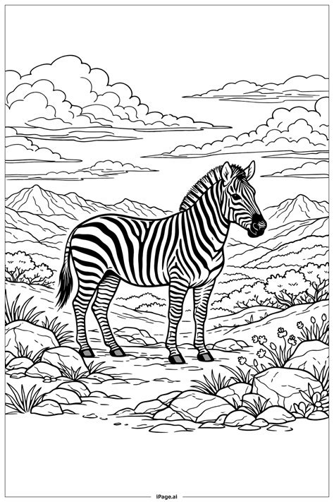 Zebra Under Tree Coloring Page (Free PDF&PNG Printable)