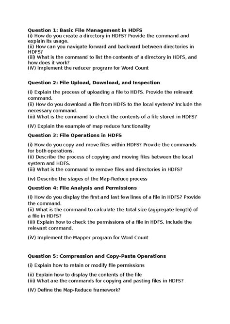 HDFS Internal 1 Exam: File Management, Operations & Analysis - Studocu
