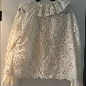 H&M | Tops | Hm Cream Ruffled Lace Blouse | Poshmark
