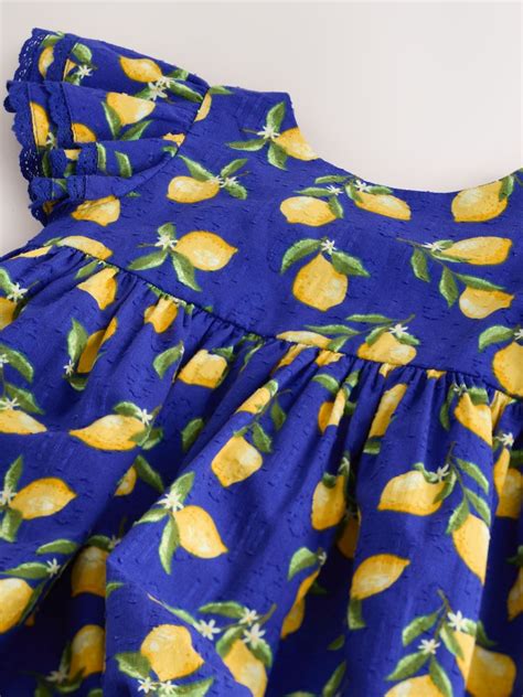 Buy Blue Lemon Print Angel Sleeve Dress (3mths-8yrs) from Next India