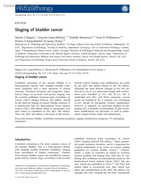 Staging of bladder cancer : Histopathology
