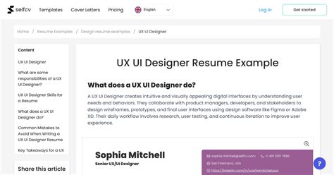 UX UI Designer Resume Example