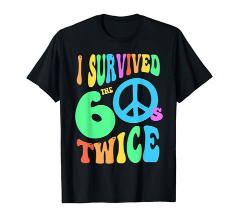 Colorful Retro Peace Symbol T-Shirt for I Survived My Sixties Twice ...