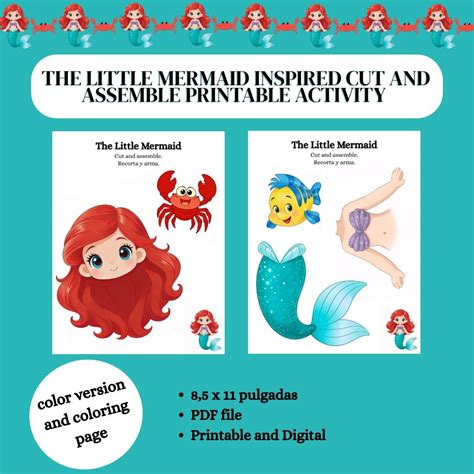 The Little Mermaid Inspired Cut and Assemble Printable Activity | DIY ...