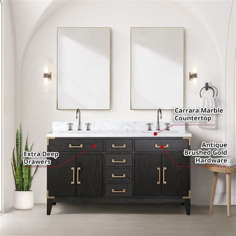 Lexora Wilton 60-in Black Oak Undermount Double Sink Bathroom Vanity ...