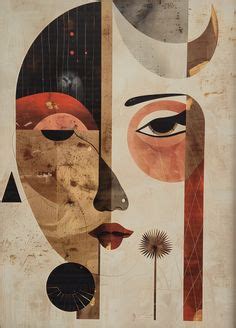 Large Abstract Geometric Poster and Prints Dark Brown Red Wall Art ...