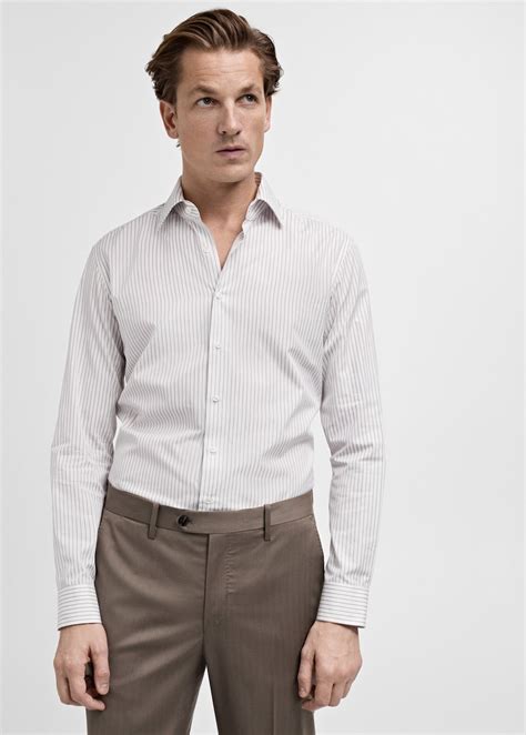 100% cotton striped suit shirt - Men | MANGO OUTLET USA