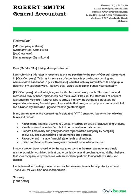General Accounting Cover Letter Samples 21+ Job Application Letter