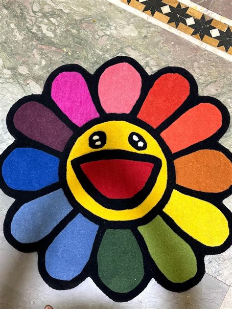 Buy Hand-tufted Smiley Flower Rug | Rainbow Kids Room Decor Online in ...