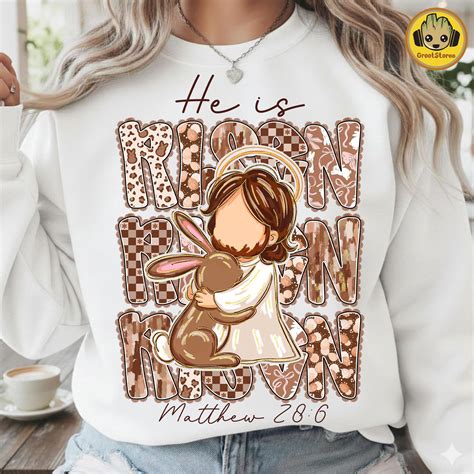 Christian Easter Jesus Sweatshirt, He Is Risen Bible Verse Tee ...