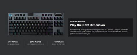 Logitech G915 TKL Tenkeyless Lightspeed Wireless RGB Mechanical Gaming ...