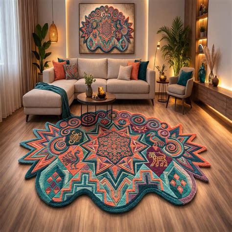 Buy Boho Mandala Area Rug: Colorful Tribal Geometric Carpet for Living ...