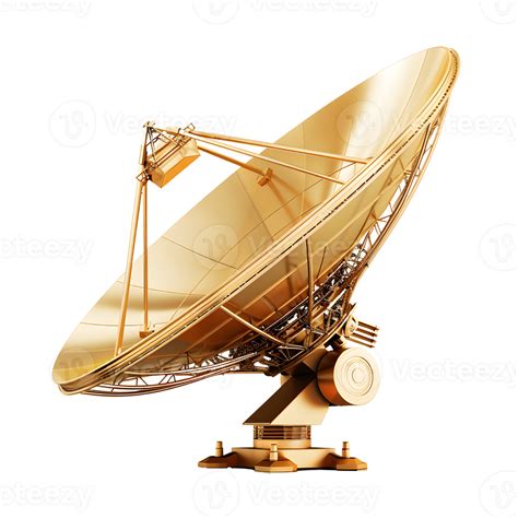 Golden Satellite Dish Communication Technology 3D Illustration 46026095 PNG