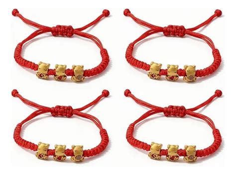 4 Pulseras Trenzadas De Hilo Rojo De Año Nuevo 2026, | Cuotas sin interés
