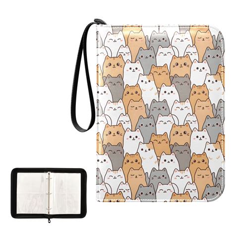 ALAZA Doodle Cute Cats Trading Card Binder 4 Pocket Cards Collection ...