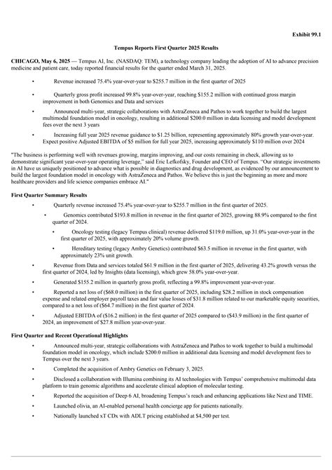 TEM Q1 2025 Earnings Report on 5/6/2025