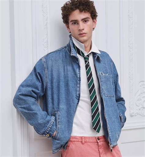 Zipped Jacket Blue Cotton Twill | DIOR