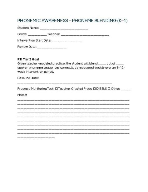 K-2 RTI Reading Goals and Progress Monitoring by Bernadette Buonocore