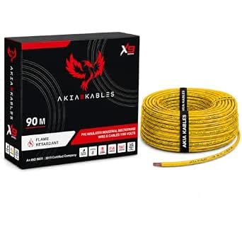 AKIA Kables | 1 SQMM | Yellow | 90 meter | PVC Insulated Industrial ...