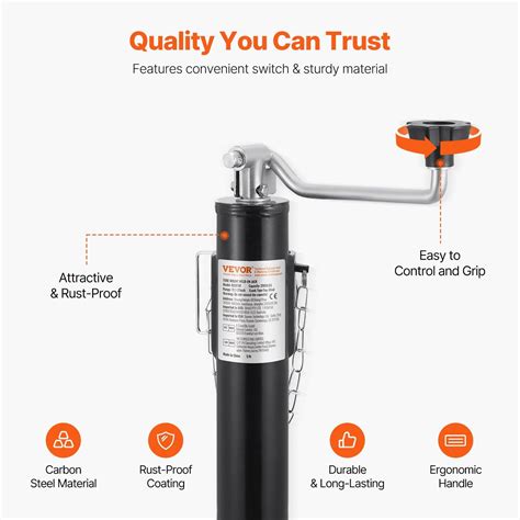 VEVOR Trailer Jack, 2000 lbs Dynamic Load Capacity, Weld-on Pipe-Mount ...