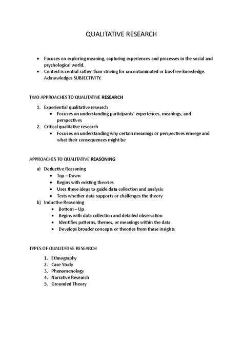 Qualitative Research Notes: Exploring Meaning and Approaches - Studocu