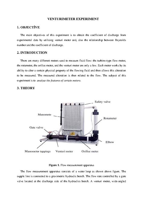 Venturimeter Experiment: Coefficient of Discharge Analysis - Studocu