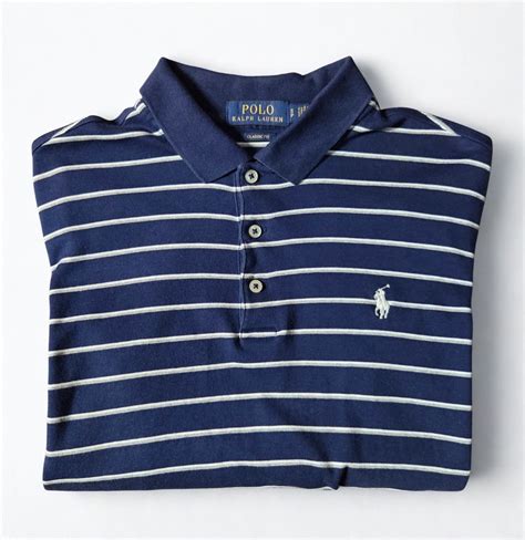 Ralph Lauren Navy Blue 'Classic Fit' Stripes Poloshirt, Men's Fashion, Tops & Sets, Tshirts ...