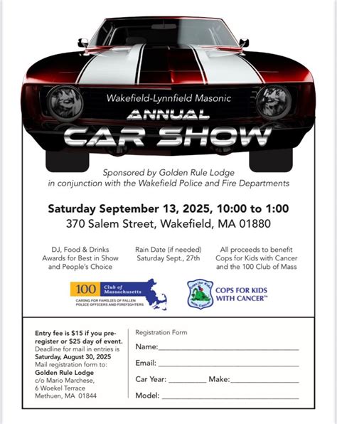 WLMB Annual Car Show, Wakefield-Lynnfield Masonic Lodge, 13 September ...