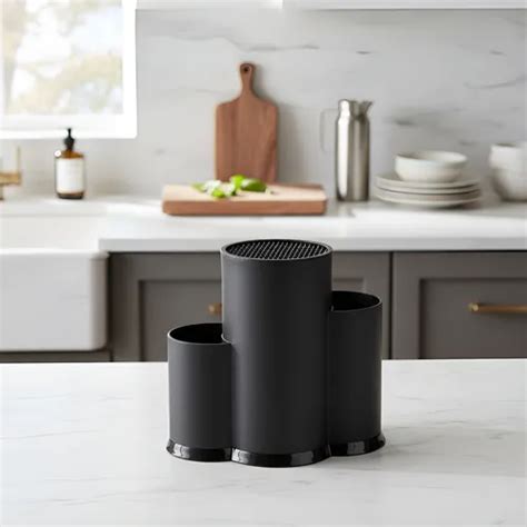 Organizador De Polipropileno Cilíndrico De Utensilios 3 En 1 Negro ...