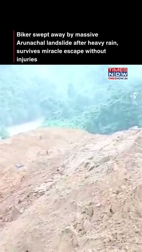 Terrifying footage from Arunachal Pradesh shows a biker being swept