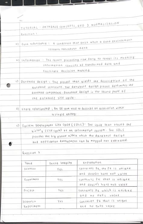 Tutorial on Database Concepts and ERD Normalization - Studocu