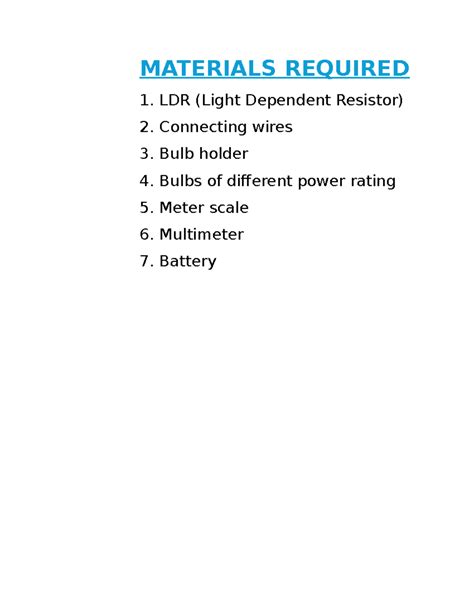 Physics Final Project: LDR Experiment Analysis and Observations - Studocu