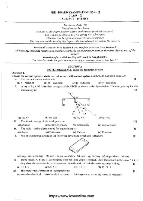 ICSE Class 10 Physics Board Exam 2024-25: Comprehensive Guide - Studocu