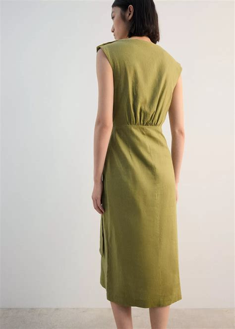 Linen wrap dress - Women | MANGO Vietnam