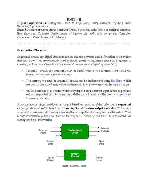 DL&CO Unit II - Digital Logic: Sequential Circuits & Computer Basics ...