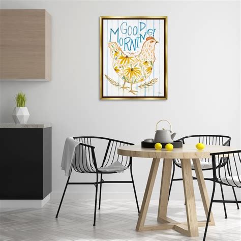 Stupell Industries Good Morning Farmhouse Hen Gold Framed Floater ...