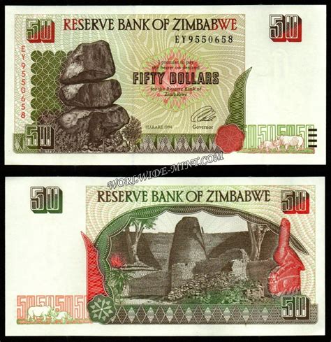 Zimbabwe 50 Dollars - 1994 UNC Currency Note N#201996 – Worldwidemint