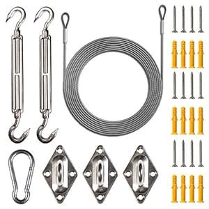 ColourTree Hardware Kit Set for Triangle Sun Shade Sails Canopy, Easy ...