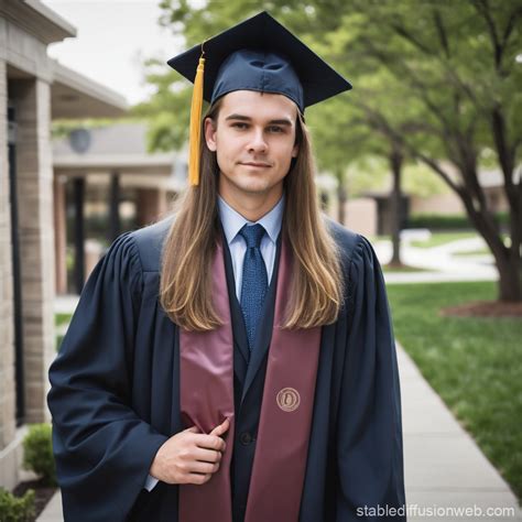 male with long hair wearing suits and graduation robe Prompts | Stable ...