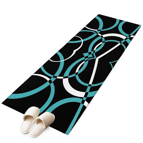 Abstract Blue White Lines Non-Slip Non-Shedding Floor Mat, Classic ...