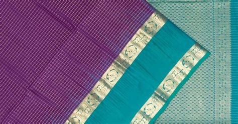 Taranga Kanchi Silk Checks Purple Saree With Rettai