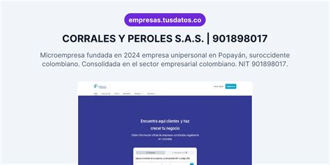 CORRALES Y PEROLES S.A.S. | 901898017 | Tusdatos Empresas