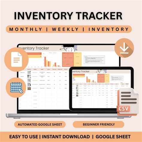 Inventory Tracker Sheet | CSV File Google Sheets Excel Inventory ...