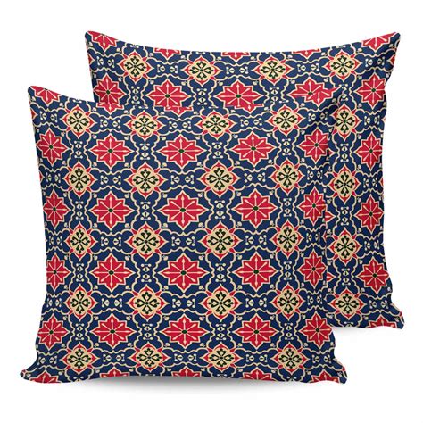 18x18 Pillow Covers Set of 2, Red Navy Blue Throw Pillow Covers Decorative Couch Cushion Case ...